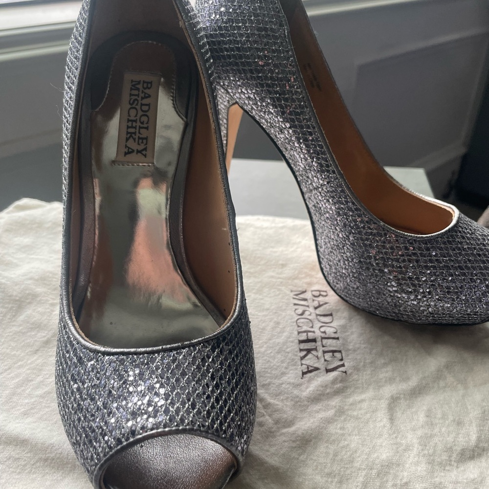 Badgley Mischka Glittering Silver Heels